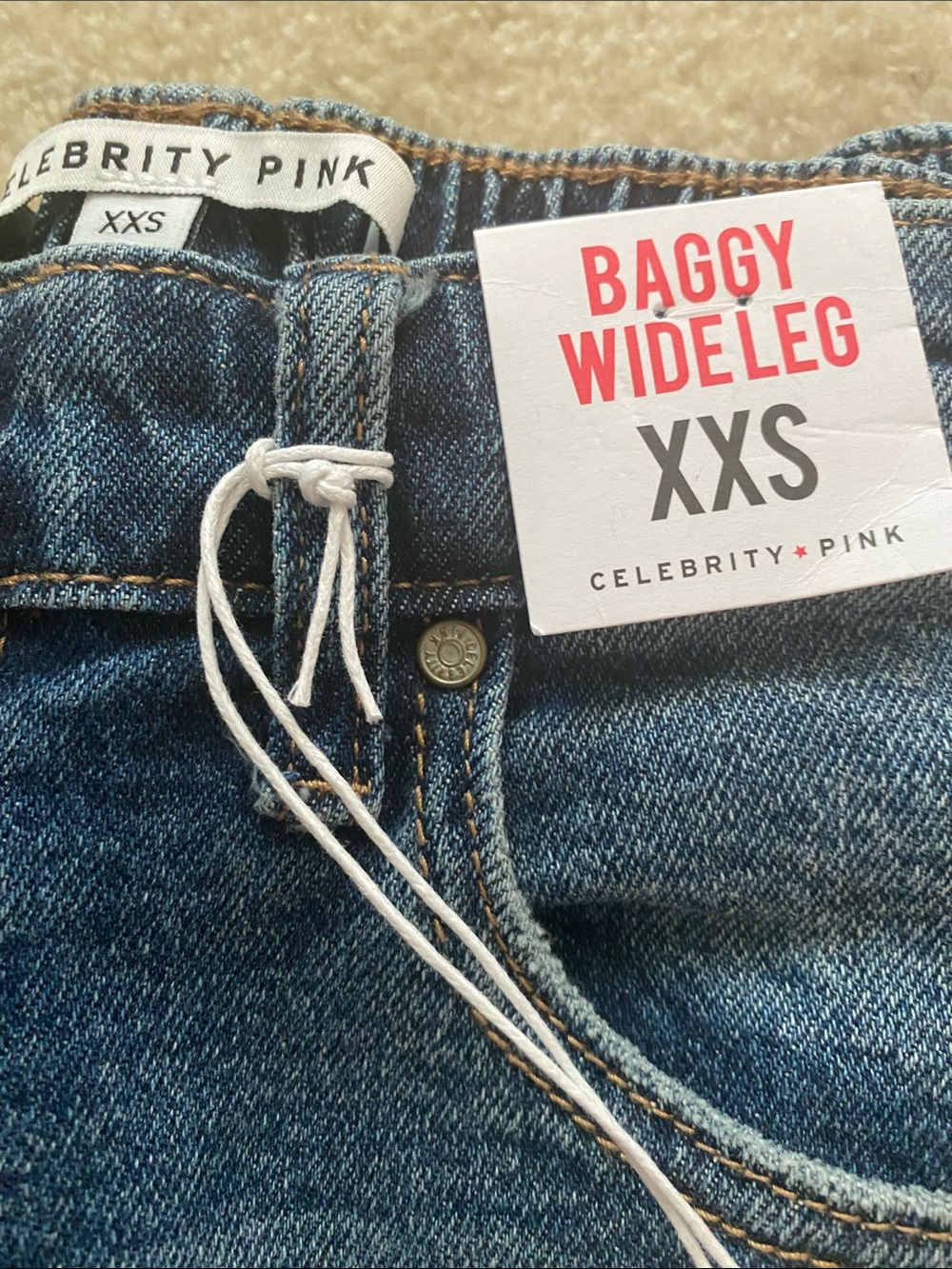 Celebrity pink NWT baggy wide leg jeans XXS - Picture 3 of 4